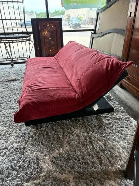 Lifestyle Solutions Red Upholstered Futon Sleeper Sofa - Thumbnail 3