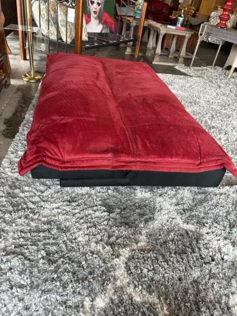 Lifestyle Solutions Red Upholstered Futon Sleeper Sofa - Thumbnail 4