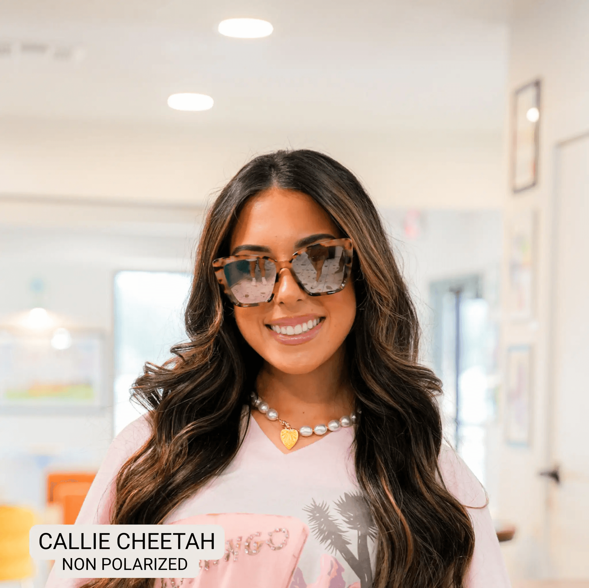Callie - Medium Cat Eye Sunglasses - Cheetah - Thumbnail 3