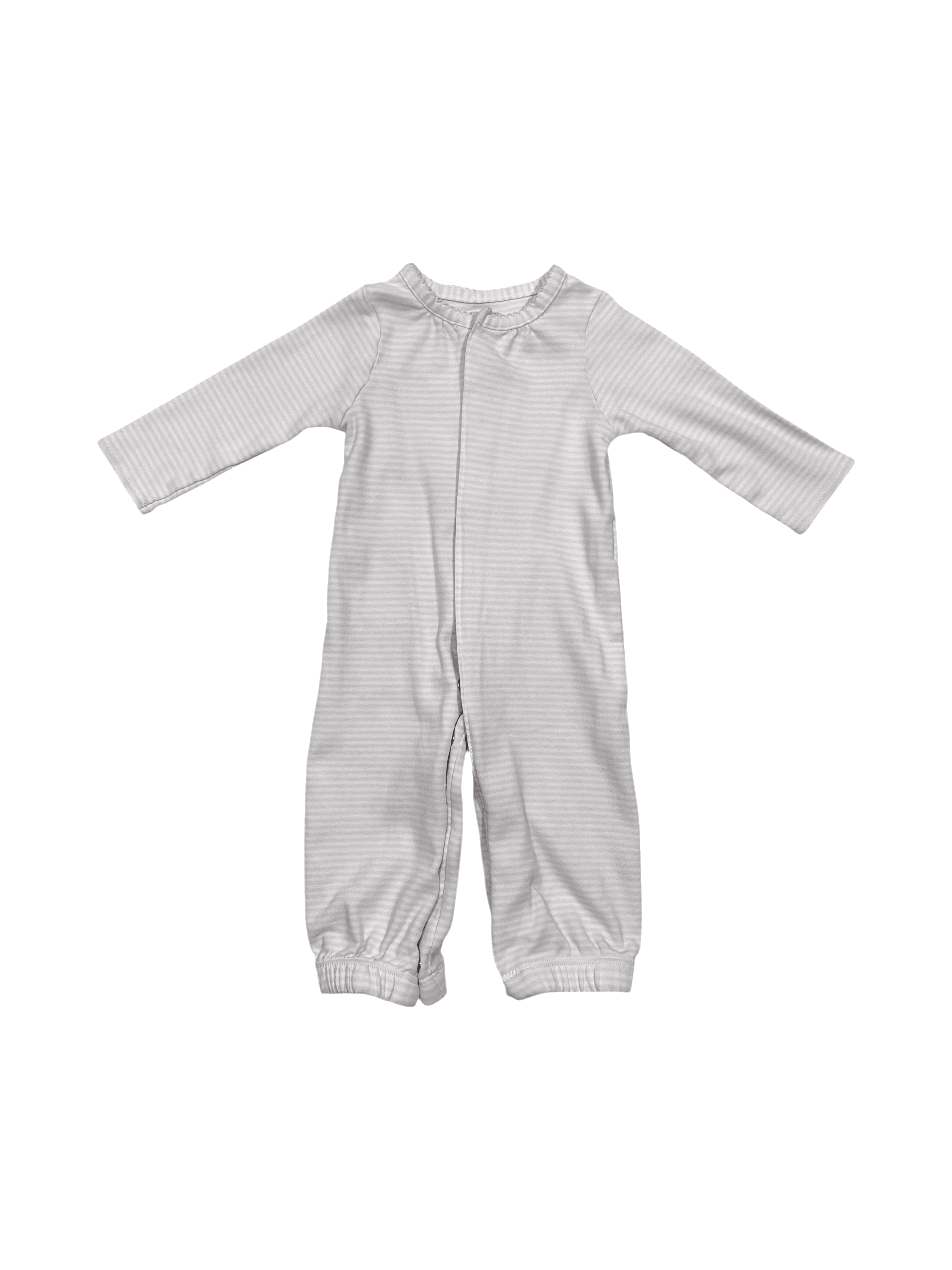 Mudpie girls size 0-3 months pink and white striped convertible romper/gown - Thumbnail 2