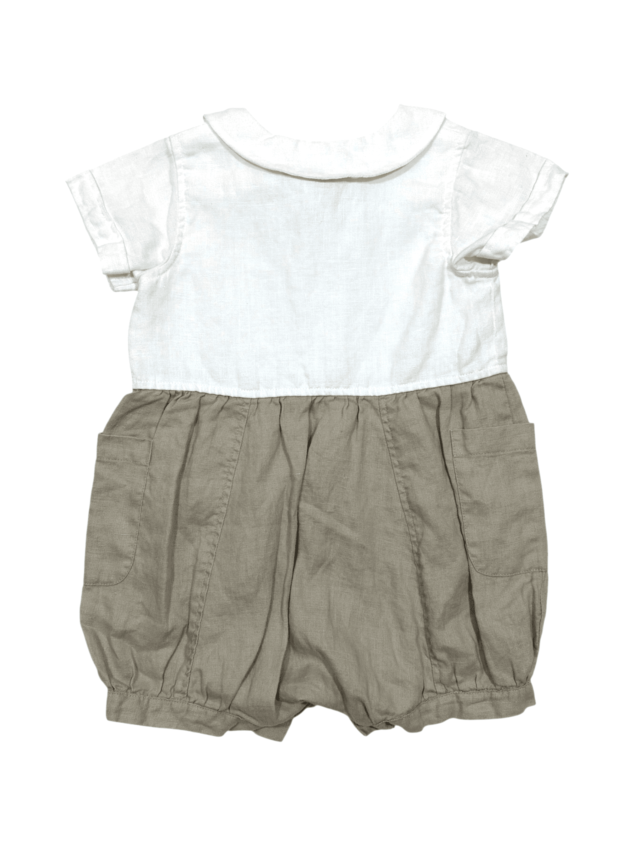 Little Linens boys size 9-12 months Romper with Button Details - Thumbnail 2