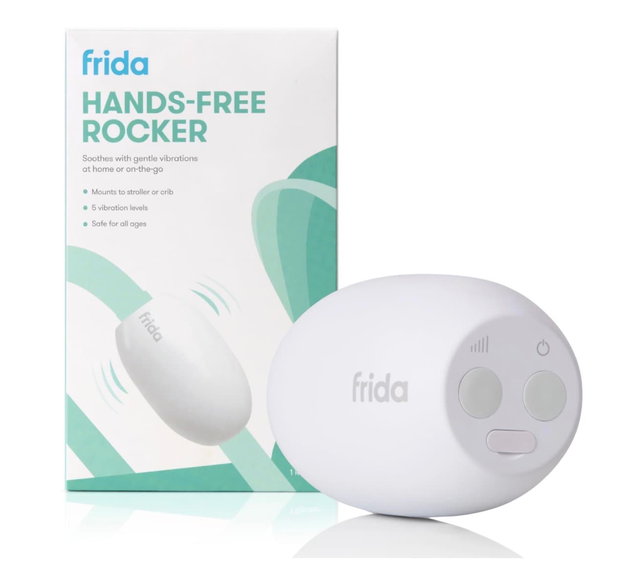 Frida Baby Hands-Free Stroller Rocker with 5 Vibration Levels, Universal Stroller Accessories, Rechargeable Portable Vibration for Cribs & Strollers, Water-Resistant Baby Soother