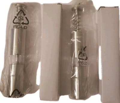 Stainless steel salt and pepper grinder set.