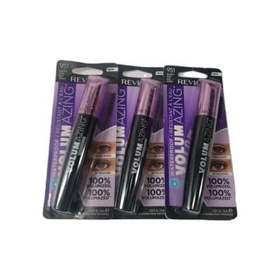 3 Pack Revlon Volumazing Waterproof Mascara Oversized Brush 951 Blackest Black
