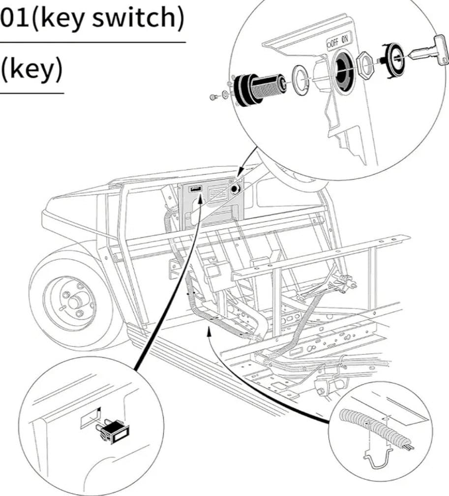 10L0L Upgraded Ignition Key Switch for Club Car DS, Limo, Turf Carryall 1 &... - Thumbnail 2