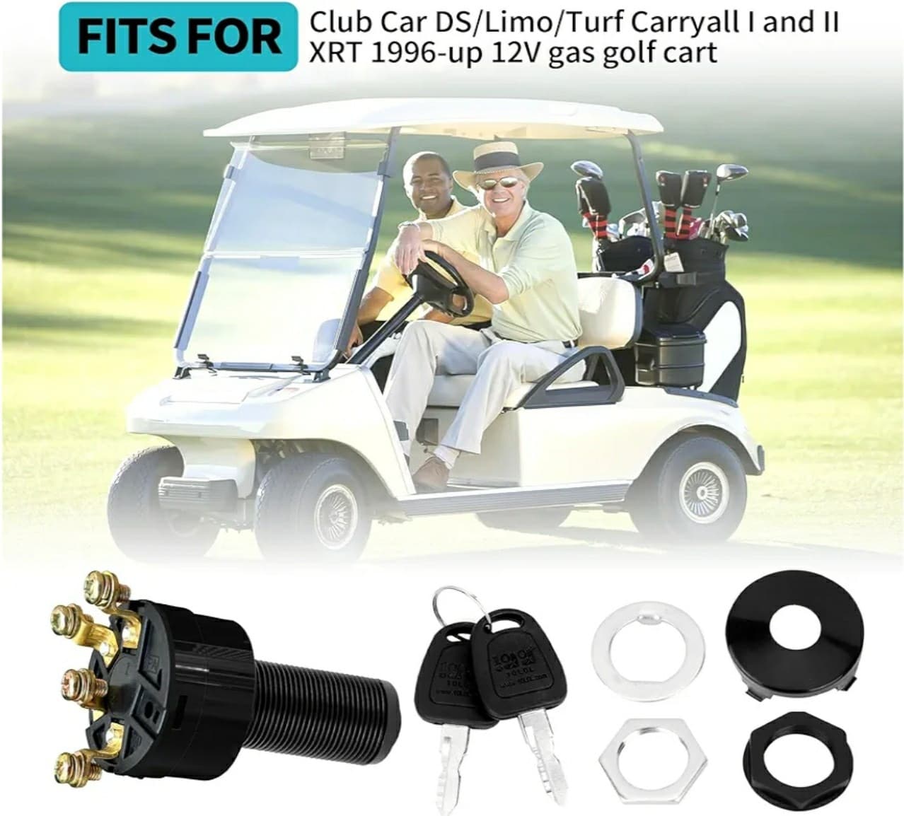 10L0L Upgraded Ignition Key Switch for Club Car DS, Limo, Turf Carryall 1 &... - Thumbnail 4