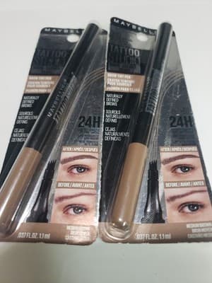 2 Maybelline TATTOO STUDIO BROW TINT PEN #360 Medium Brown NEW SEALED