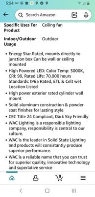 WAC Lighting Tube 5 inch Ceiling Mount 3000K Model FM-W2605 Indoor/Outdoor LED - Thumbnail 6