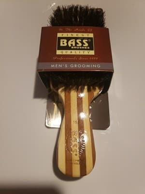 Bass Brushes Men's Club Style 100% Wild Boar Bristles Light Wood Handle 1ct