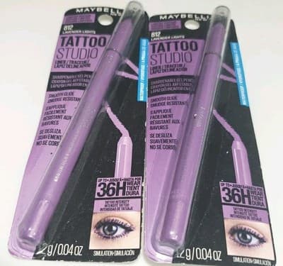 MAYBELLINE Tattoo Studio Sharpenable Eyeliner Pencil Lavender Lights New 2 Pack