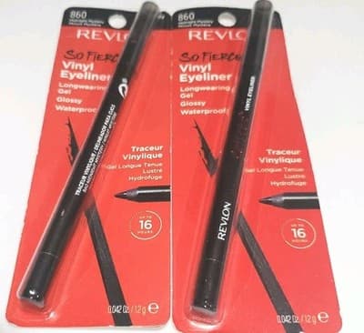 2~Revlon So Fierce Vinyl Eyeliner Longwearing Gel #860 Color Midnight