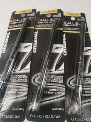 L'Oreal Infallible Pencil Eyeliner - Brown, Pack of 3 Carbon Black 591