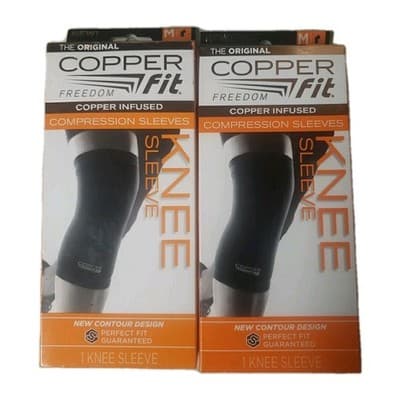 Copper Fit Freedom Copper Infused Black Compression Knee Sleeve 2 Medium