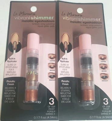 Le Mercerie Vibrant Shimmer Metallic Eyeshadows Brilliant Long Wearing Liquid 2x