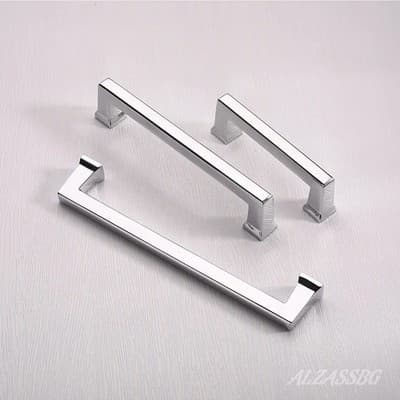 (3) Stainless Steel Polished Chrome Square Cabinet Handles Pull Kitchen 5”