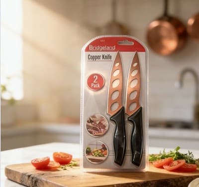 Bridgeland Copper Knife 4 Pack 8 No-Sharpening Stainless Steel 8 knives total. - Thumbnail 4