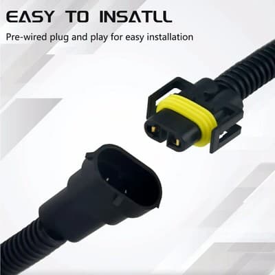 WMYCONGCONG 2 PCS H8 H9 H11 Extension Wiring Harness Sockets Male Female... - Thumbnail 3