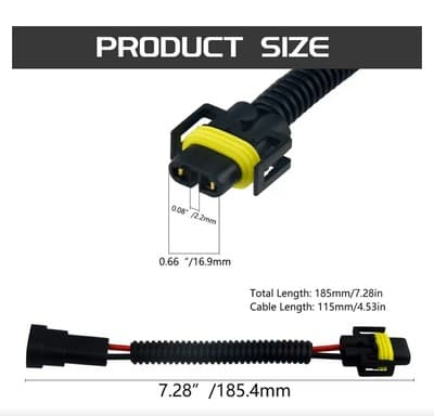 WMYCONGCONG 2 PCS H8 H9 H11 Extension Wiring Harness Sockets Male Female... - Thumbnail 2