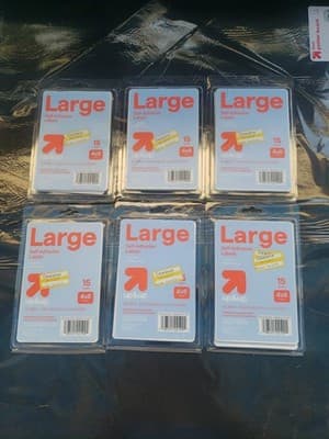 6 Up & Up Large Self-Adhesive Labels, 4in X 6in, 15 Pack, White, Blank -dclo lef