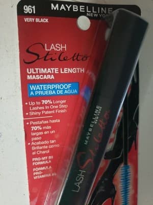 Maybelline Lash Stiletto Ultimate Length Mascara 961 Very Black WATERPROOF NEW - Thumbnail 2