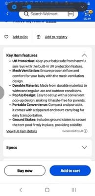 NEW Sun N Splash Baby Pool Tent Crab Red and Blue. - Thumbnail 5