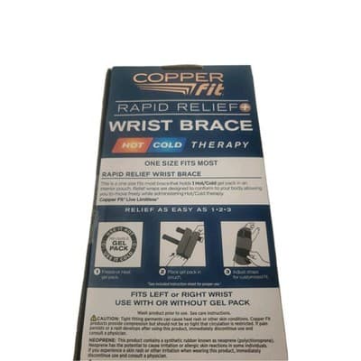 Copper Fit Rapid Relief Wrist Brace Hot Cold Therapy Adjustable Fit Black Unisex - Thumbnail 2
