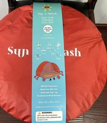 NEW Sun N Splash Baby Pool Tent Crab Red and Blue. - Thumbnail 2
