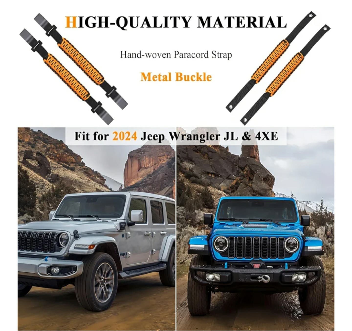 BESTAOO 4 Pack Roll Bar Grab Handles Front and Rear Paracord Grip Handles... - Thumbnail 4