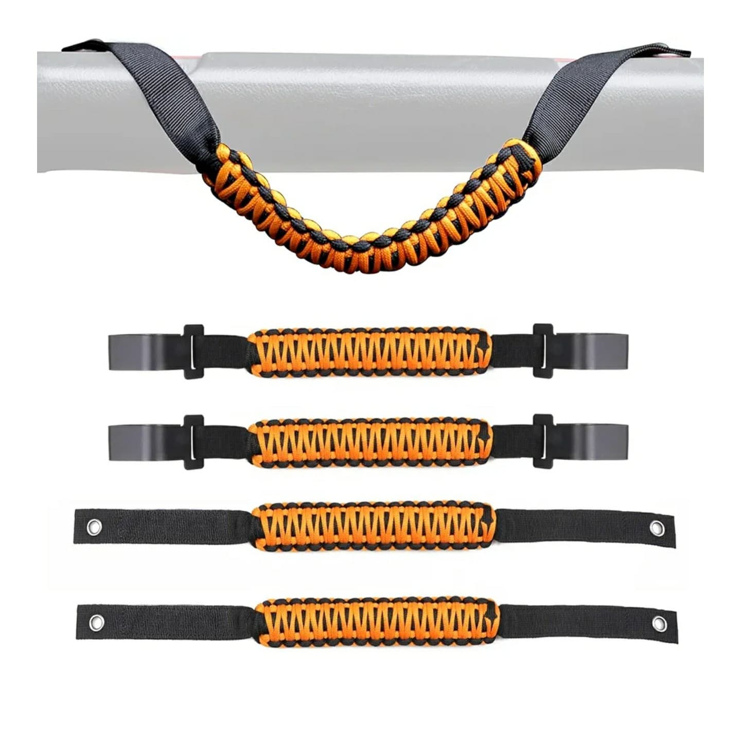 BESTAOO 4 Pack Roll Bar Grab Handles Front and Rear Paracord Grip Handles...