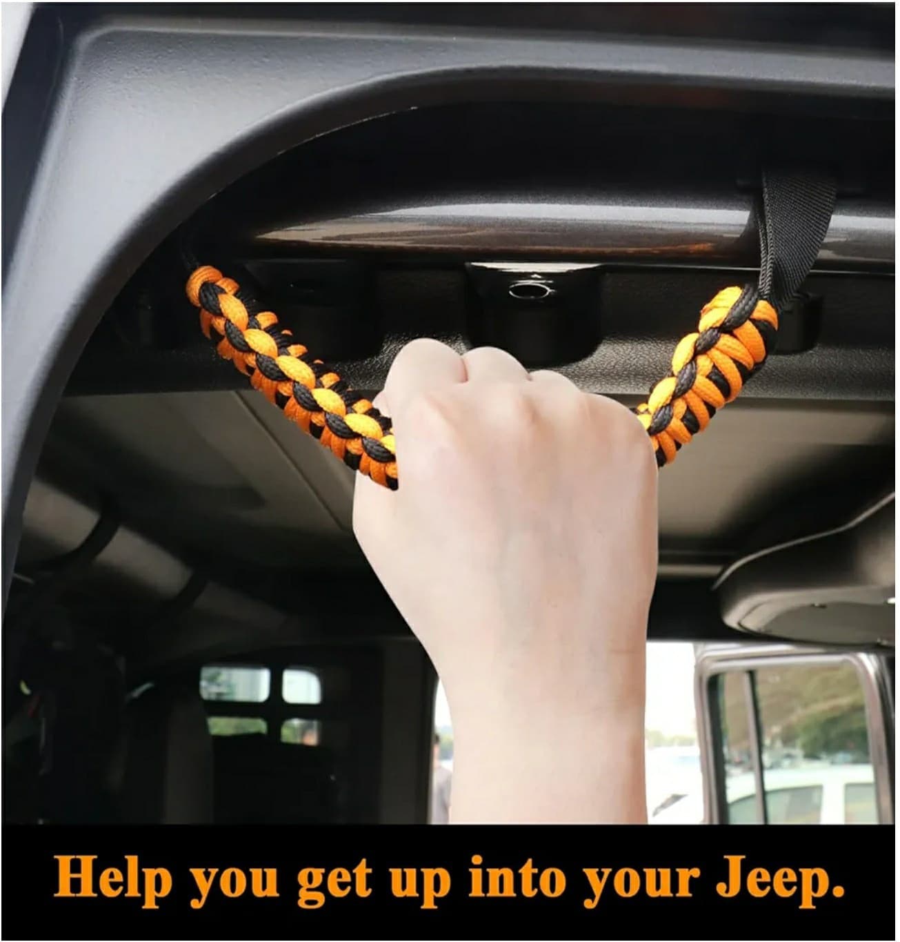 BESTAOO 4 Pack Roll Bar Grab Handles Front and Rear Paracord Grip Handles... - Thumbnail 2