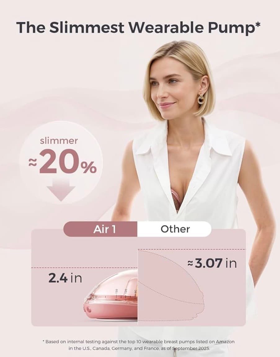 Momcozy Air 1 Ultra Slim Breast Pump - Discreet Pumping - Do it anywhere anytime right in your bra - Thumbnail 5