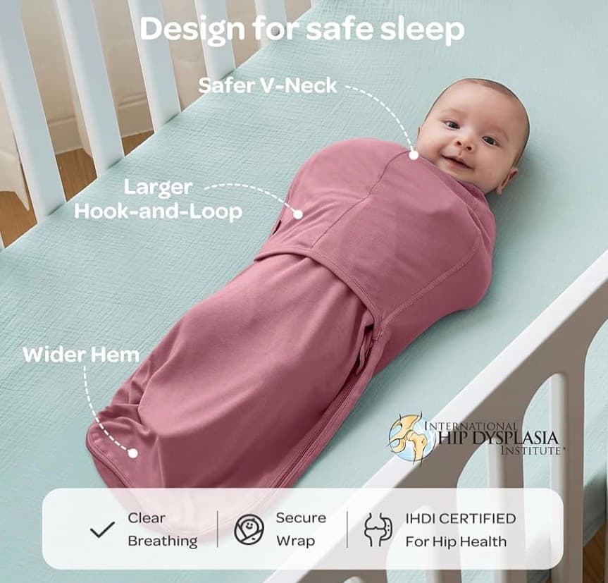 Momcozy Swaddle Wrap Bamboo Cotton Blend Pink - Thumbnail 4