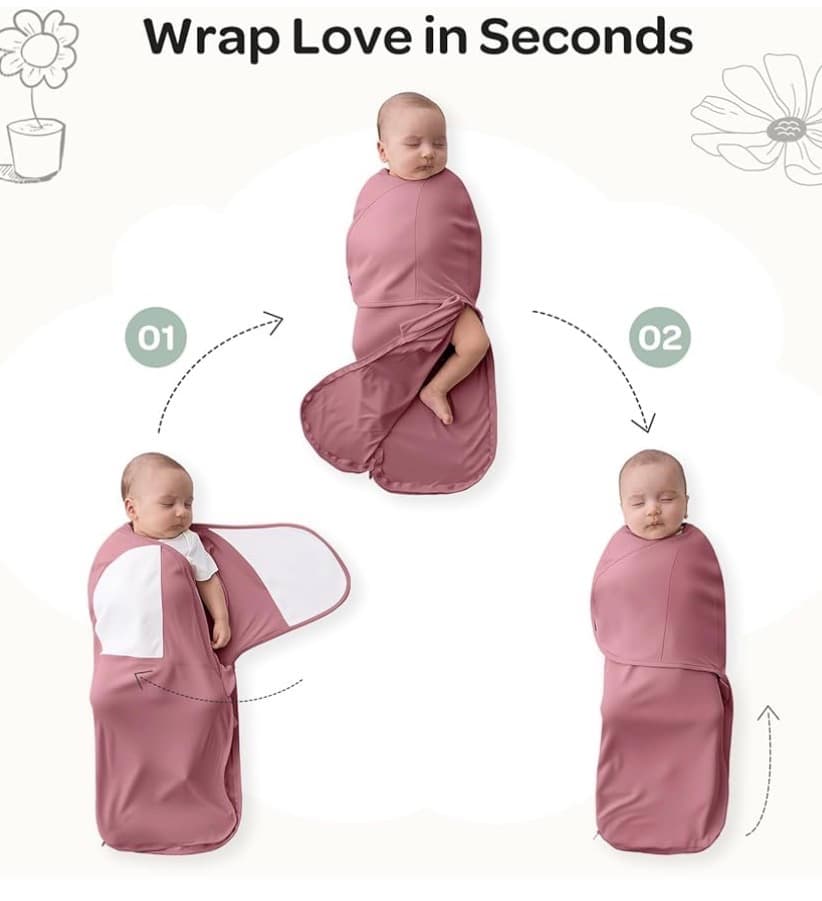 Momcozy Swaddle Wrap Bamboo Cotton Blend Pink - Thumbnail 6
