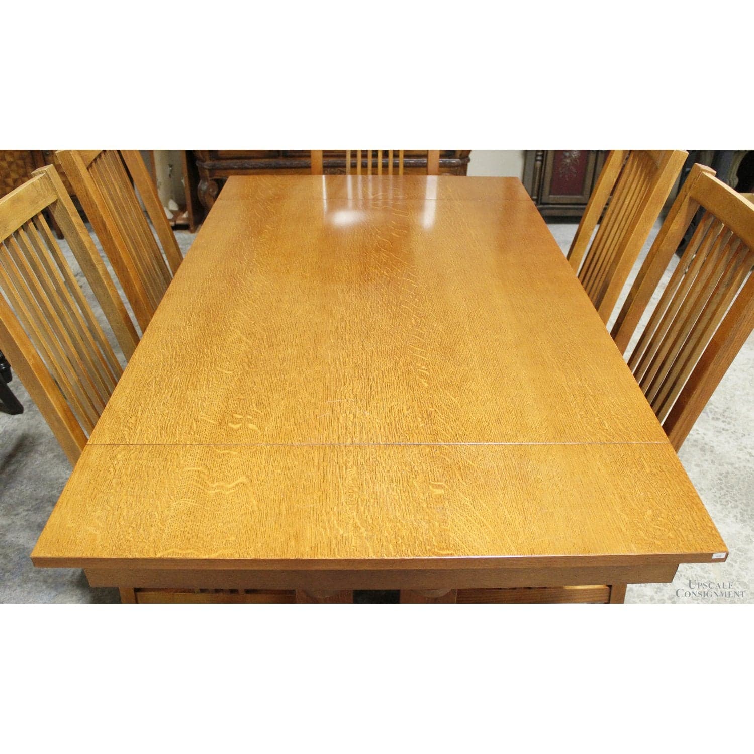 Bassett Mission Style Dining Table w/6 Chairs - Honey - Thumbnail 3