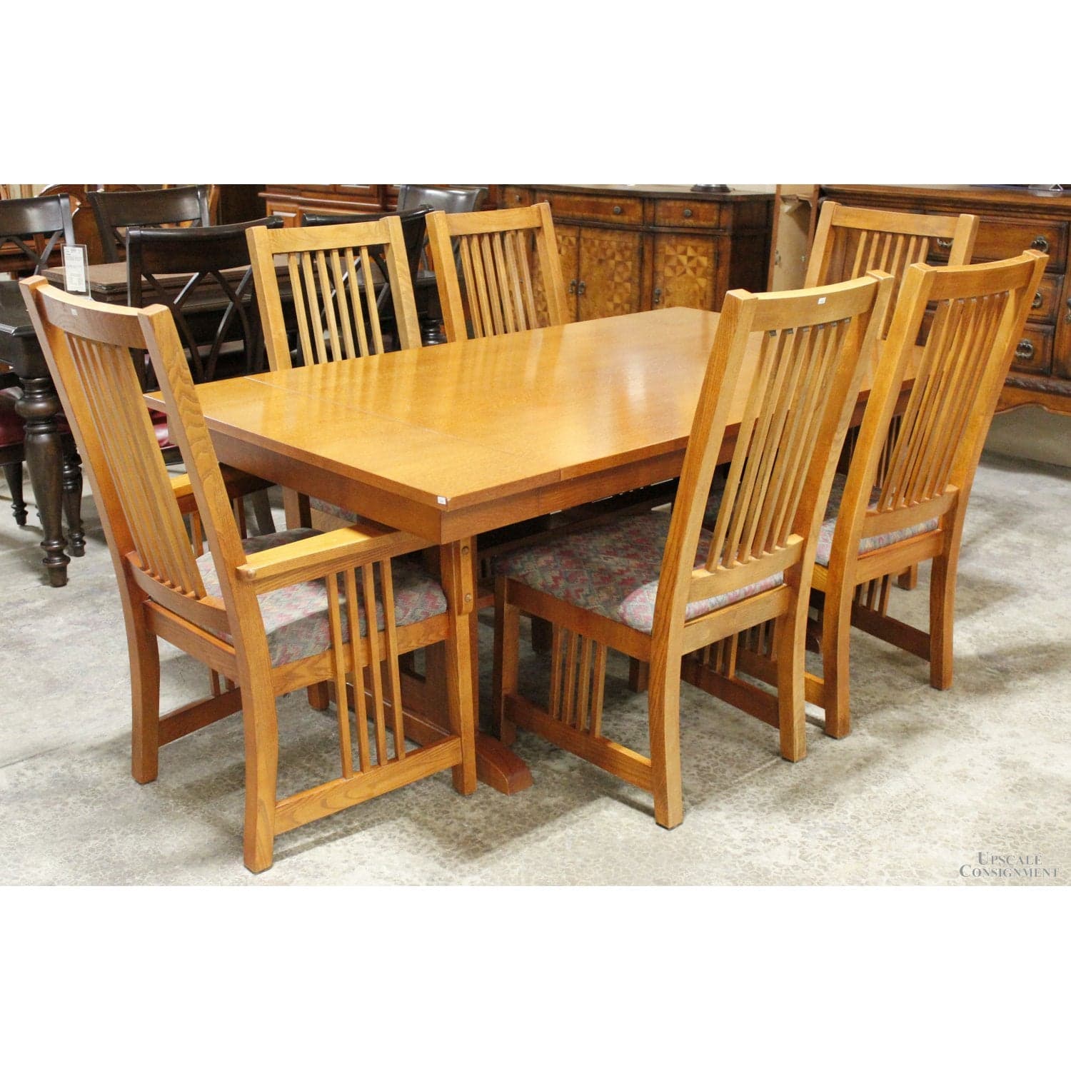 Bassett Mission Style Dining Table w/6 Chairs - Honey - Thumbnail 2