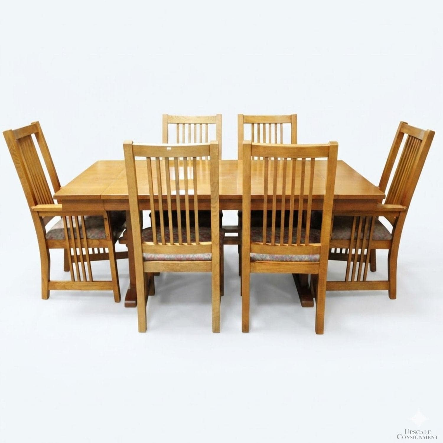 Bassett Mission Style Dining Table w/6 Chairs - Honey