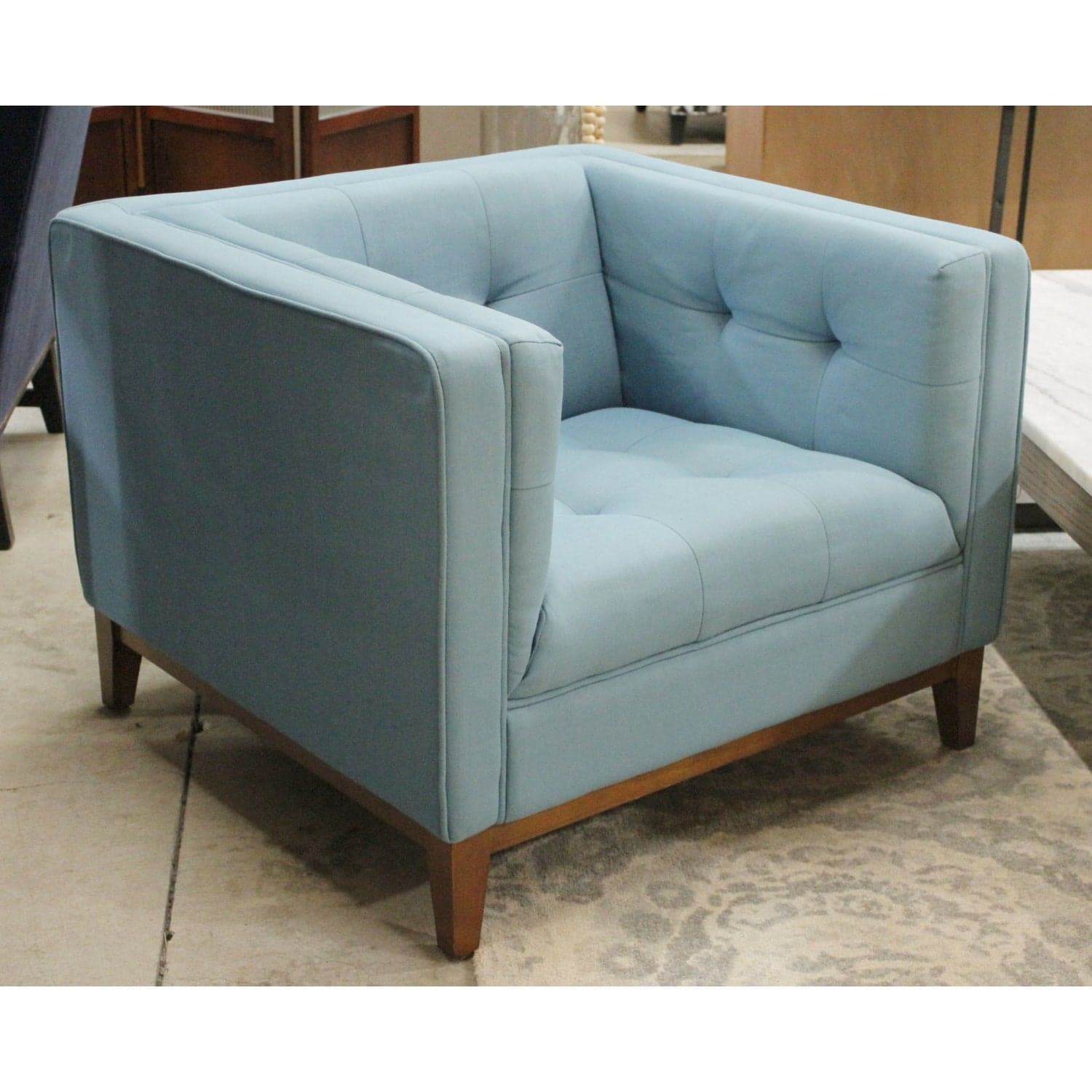 Gus Modern Turquoise Tufted Arm Chair - Turquoise - Thumbnail 2