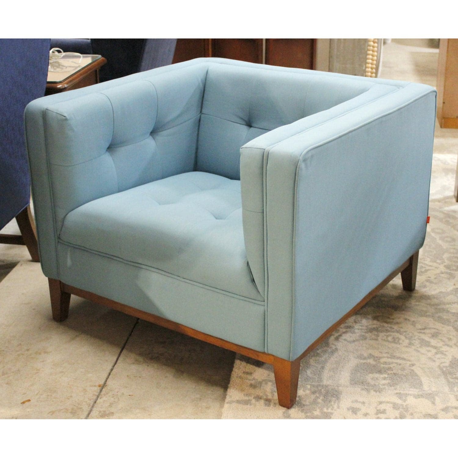 Gus Modern Turquoise Tufted Arm Chair - Turquoise - Thumbnail 3