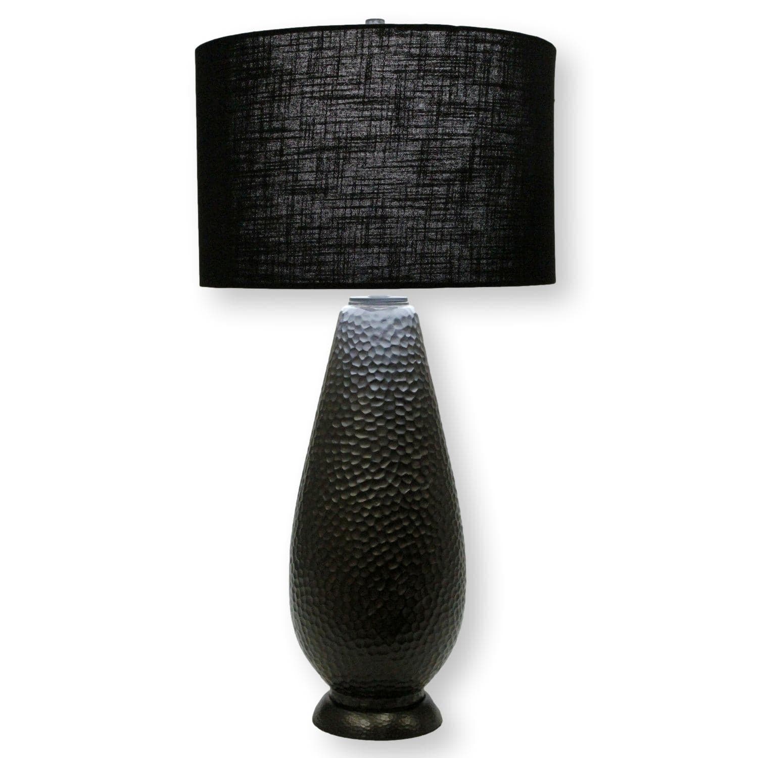 Hammered Copper Table Lamp w/Black Shade - Thumbnail 2