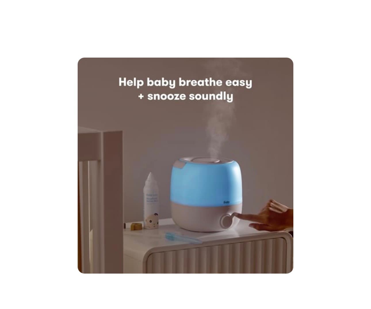 Frida Baby 3-in-1 Cool Mist Humidifier for Large Rooms, Top Fill Humidifier for Bedroom, Allergy Relief, 60 Hour Runtime + Nightlight, Auto Shut-Off, - Thumbnail 2