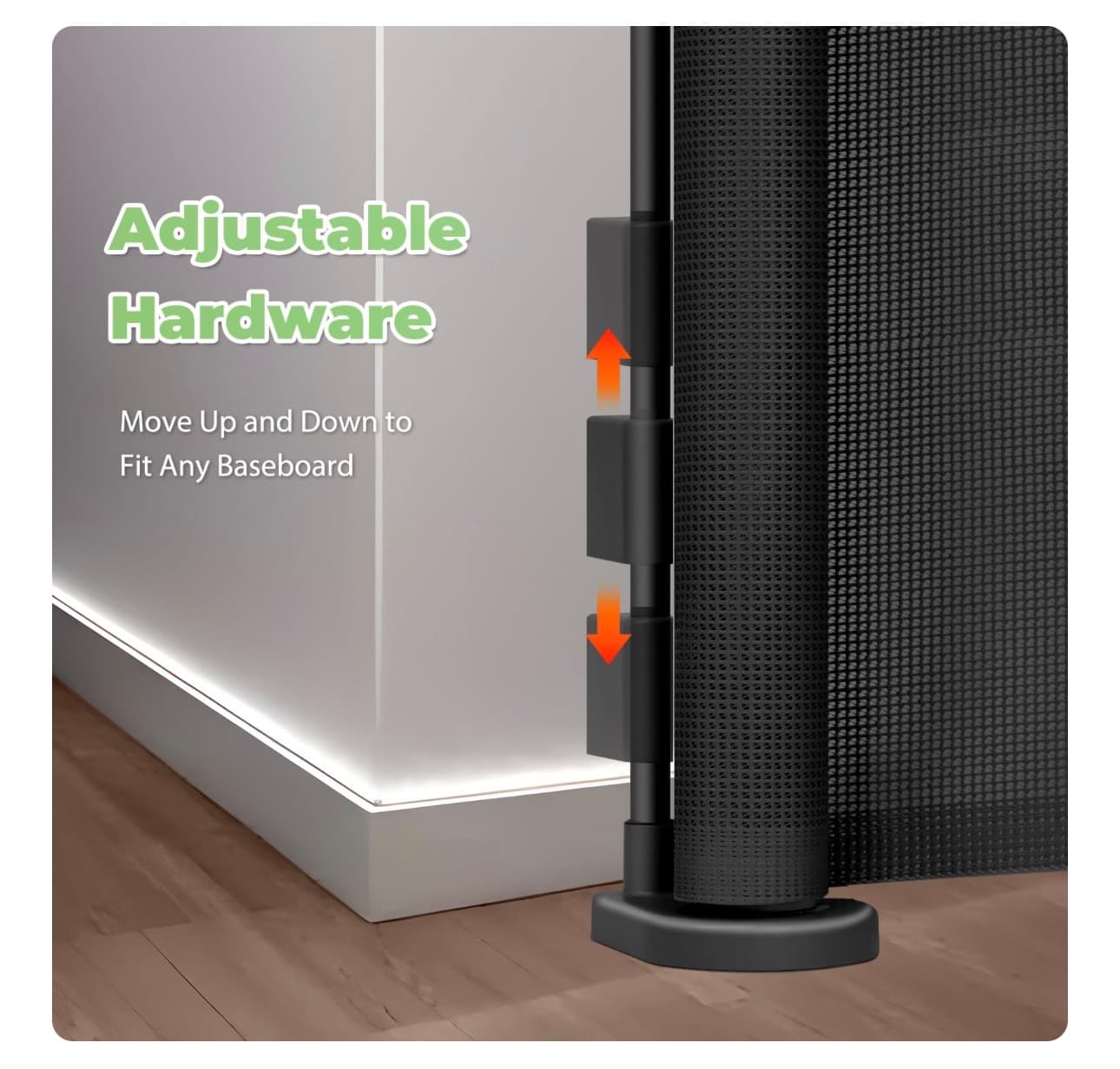 96 Inch Wide Reinforced Retractable Baby Gate with Support Rods, Extra Long Dog Gate Retractable Gate Outdoor Gates for Decks, Prevent Crawling Under Extra Long Baby Gates for Large Openings, Black - Thumbnail 7