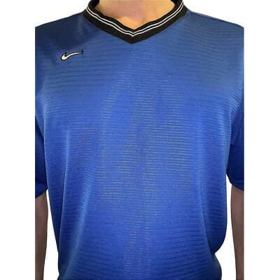 Vtg 90s Nike Short Sleeve Shirt Team Sports XL Blue V Neck Y2K