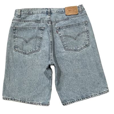 VTG Mens Levis 505 Blue Jean Shorts Tag 38 Fits 36 Red Tab Med Shorts Y2K 90s - Thumbnail 2