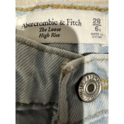 Abercrombie Fitch The Loose High Rise Raw Hem Womens 28/6s Blue Relaxed Casual - Thumbnail 7
