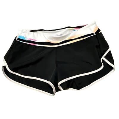 Lululemon Speed Shorts Black Graffiti Paint Splatter Print Wet Dry Warm 8 - Thumbnail 2