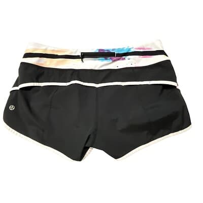 Lululemon Speed Shorts Black Graffiti Paint Splatter Print Wet Dry Warm 8