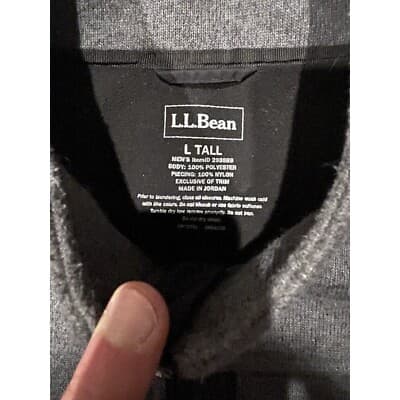 LL Bean Mens Fleece Sweater Zip Jacket Sz L Tall Gray 293888 - Thumbnail 6
