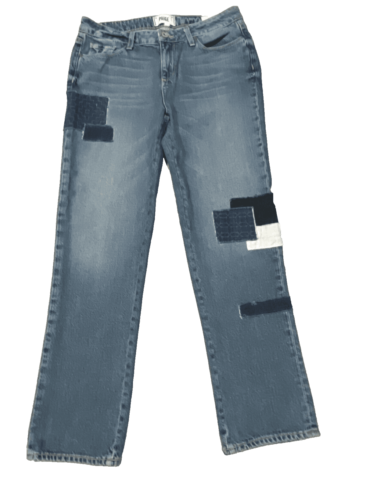 PAIGE PORTER MIDRISE RELAXED STRAIGHT JEANS BETHANY PATCH Sz 26 Fits 29.5x28