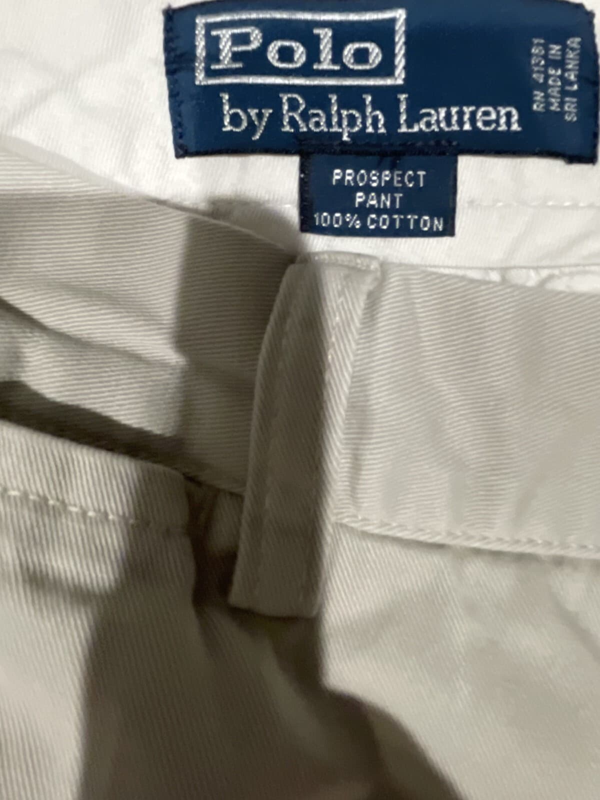 VTG Ralph Lauren Polo Pants Mens 38x32 Fits (36x30) Beige Khaki Prospect Chino - Thumbnail 6