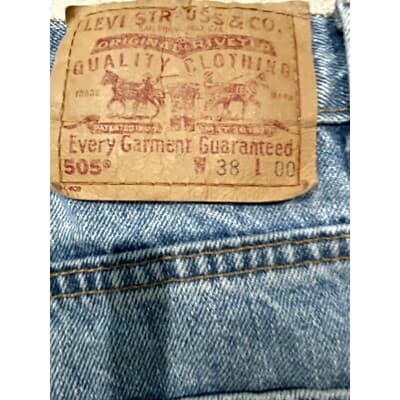 VTG Mens Levis 505 Blue Jean Shorts Tag 38 Fits 36 Red Tab Med Shorts Y2K 90s - Thumbnail 7